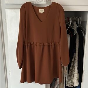 Sezane Terracotta V-Neck Midi Dress